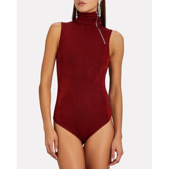 ALIX NYC Black Sleeveless Britton Zip Turtleneck Thong Bodysuit EUC Size Small - Picture 9 of 11